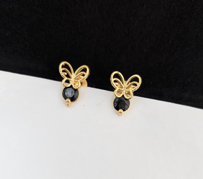 Rithvin Fashion Gold-plated Black Bead Butterfly-shaped studs Cubic Zirconia Brass Stud Earring