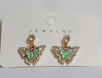 Rishab Traders green butterfly earring Metal Earring Set