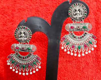 SAKETHAM CHANDBALI EARRING GODDESS LAKSHMI DESIGN Alloy Chandbali Earring