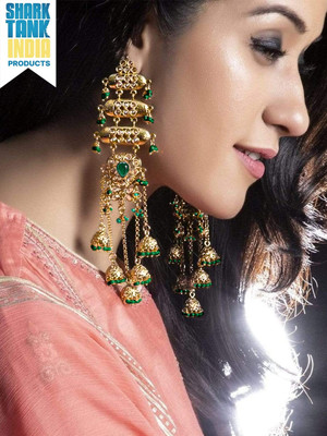 RUBANS Gold Plated Cubic Zirconia Brass Jhumki Earring