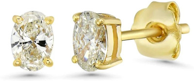 Barry Jewels Gold Plated 2ct. Cubic Zirconia Brass Stud Earring