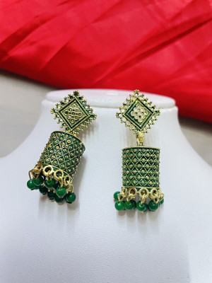 Fashion Paradise Green Jhumki Alloy Earring Set