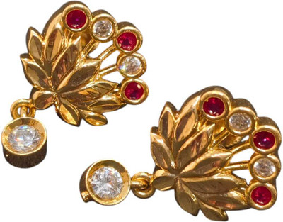 Impon five metal earings Ruby Brass Stud Earring