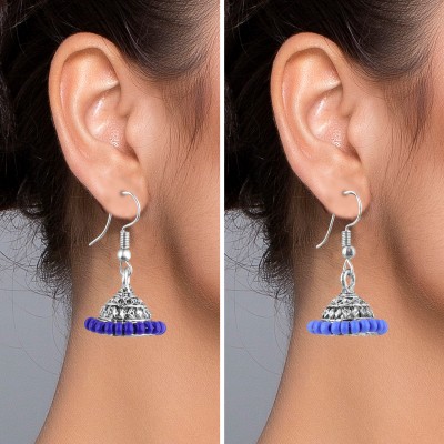 SILVER SHINE Silver Plated Traditional Jumkhi Multi Color Earring For Girls Women Alloy Jhumki Earring