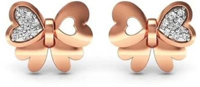 TRUVELLA Earrings For Women And Girls|Rose Gold Plated Earring|Butterfly Shaped Zircon Copper, Metal Stud Earring