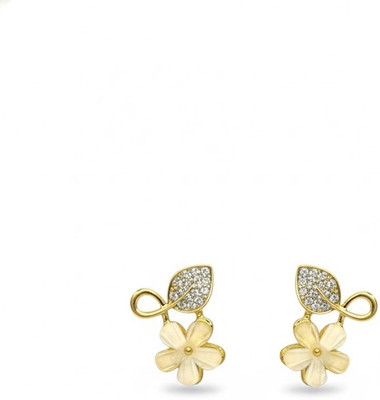 trinketandcasa Elesian Leaf and Bloom Crystal Stud Earring