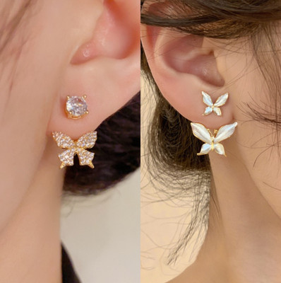 Saugaat Craft Western Style Trending Combo Pack of 2 Korean Studs Earrings For Women And Girls Cubic Zirconia, Crystal, Pearl Alloy Drops & Danglers, Rhinestone Studs, Stud Earring, Earring Set