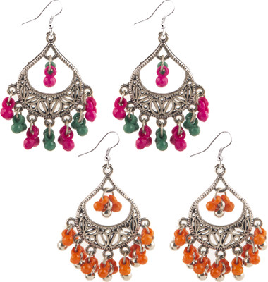 Jamleen Gallery Creative Frogs Oxidized Beaded Earrings Combo Alloy Jhumki Earring