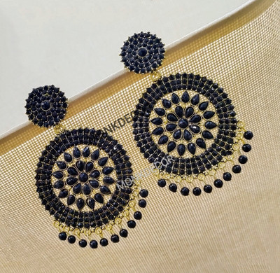 MONKDEOCR Stylish Round Gola Stone Artificial Alloy Stud Earring