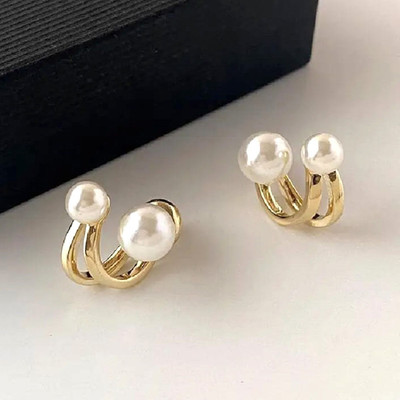 Fashion Fusion Gold Plated Twisted Pearl Earrings for Women & Girls Pearl Alloy Stud Earring