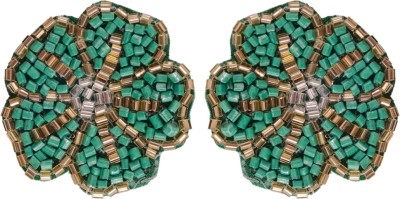 Jewelgenics Jewelgenics Handmade Green Floral-Beaded Stud Earrings Beads Alloy Stud Earring