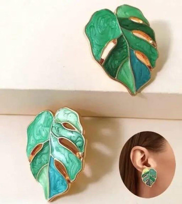 DEVARES Devares Leaf Design Trending Earring for Women Stainless Steel Stud Earring Alloy Stud Earring