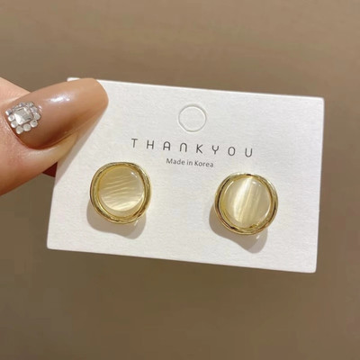 Jassa Korean Gold-Plated Round Shaped Pearl CZ Stud Earrings For Women & Girls Pearl Alloy Stud Earring