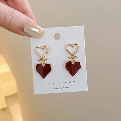 CoolWool Lovely Heart Shape Drop Fashion Korean Earrings for Women for Girls Everyday Alloy Drops & Danglers, Stud Earring, Jhumki Earring, Hoop Earring, Cuff Earring