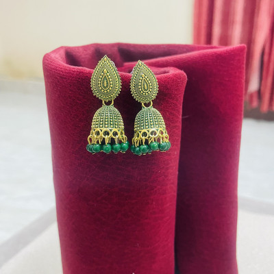 Fashion Paradise Green Jhumki Set Alloy Earring Set