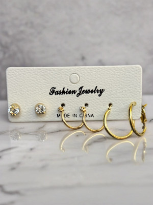 zarevia ZAREVIA Golden combo pack of 4 Stud Earrings for Women & Girls Alloy Drops & Danglers