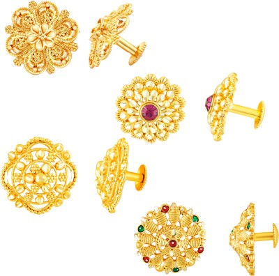 Divastri earrings for women combo Traditional 1 gram gold south Screw temple studs girls Cubic Zirconia, Ruby Alloy, Metal, Copper, Brass, Stone Stud Earring, Earring Set, Tunnel Earring