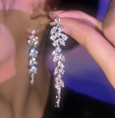 AKISON JEWELS Flower Leaves Long Earrings Floral Korean Earrings For Women Western Earring Alloy Earring Set, Drops & Danglers, Jhumki Earring, Tassel Earring