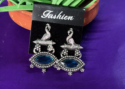 Aswari Peacock Earrings Crystal Alloy Jhumki Earring