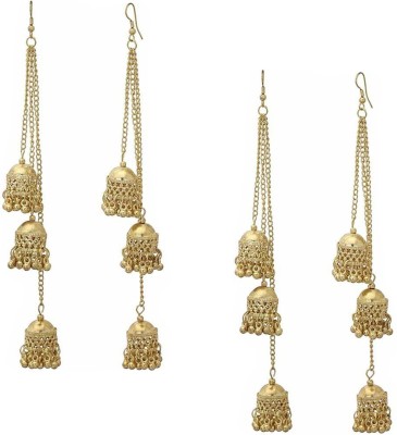 AVR JEWELS Designer Pack of 2 Traditional Stylish Golden Layered Jhumki Earrings Alloy Earring Set