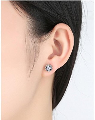 MYKI Princess Crown High Quality CZ Stud Earrings For Women & Girls Cubic Zirconia Silver Stud Earring