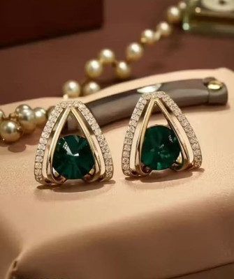 RISHASTYLE Gold plated with AD stone earrings Zircon Alloy Drops & Danglers, Stud Earring