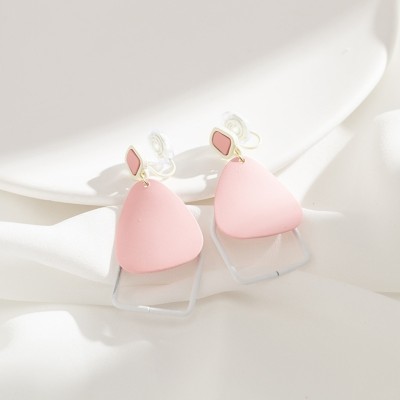 MYKI MYKI Gorgeous Geometric Pink Long Earring For Women & Girls Alloy Clip-on Earring