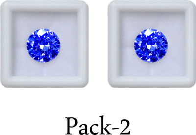 R.K GEMS 5-Carat 2 Piece Extra Fine Round Shape-Blue Diamond Stone Ear Thread