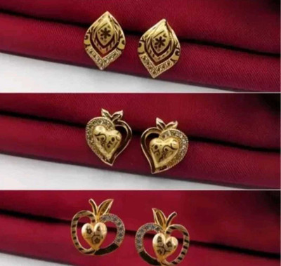 VIAANA CREATIONS 1 gram gold Earrings in Copper, Brass Stud Earring