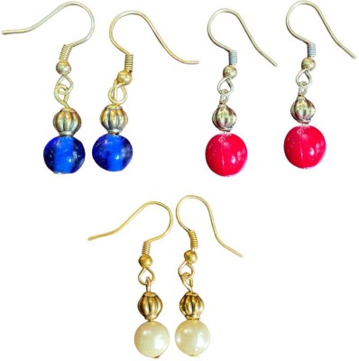 ESTAVITO Handmade Designer Earrings (3 Pairs) jewellery Glass Bead stone Lightweight Brass Drops & Danglers