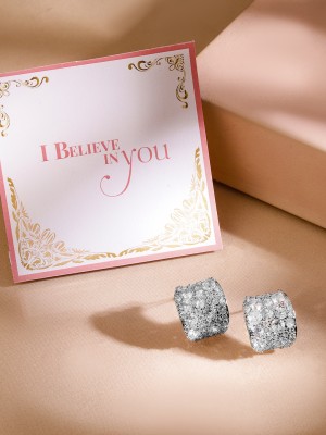 RUBANS Valentine's Rhodium-Plated Sparkling AD & CZ Luxurious Hoops Brass Drops & Danglers