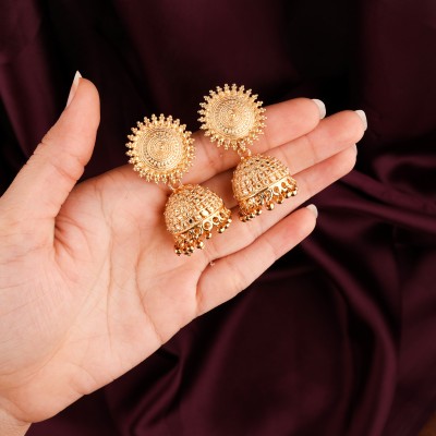 brado jewellery Pack of 1 Gold Plated Pair of Earrings for Women and Girls Brass Jhumki Earring
