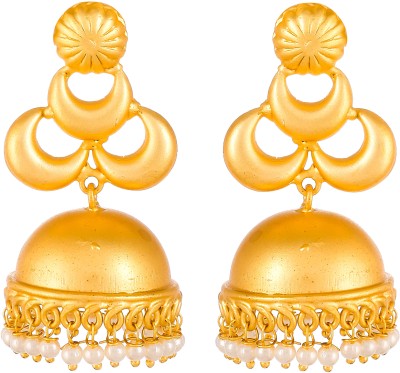 Silvermerc Designs Gold Plated Traditional Floral Jhumka Earrings Brass Jhumki Earring