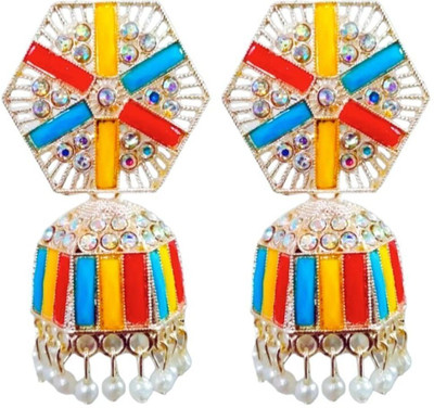srsales Rainbow Bliss Jhumkas | Rainbow Rhythm Jhumkas | Festive Fiesta Jhumkas Beads Metal, Plastic Jhumki Earring