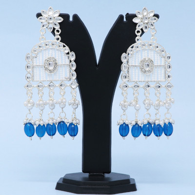 MOON ENTERPRISE Chandbali Kundan Pearl Beads Alloy Earring Set