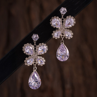 Voylla Korean Bling Crystal Flutter Dangler Earrings Cubic Zirconia Alloy Drops & Danglers