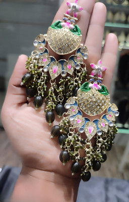 padmawati POLKI CHANDBALIS - BLACK Cubic Zirconia Alloy Jhumki Earring