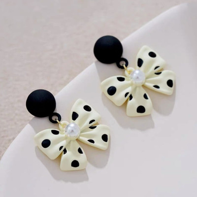LILY FASHION Korean Fashion Earring For Women & Girls | Butterfly Pearl Bow Knot Polka Dots Pearl Alloy Plug Earring, Stud Earring