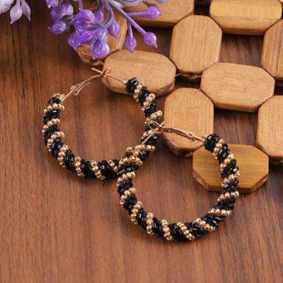 University Trendz Hand-Beaded, Hoops: Vibrant Fringe, Stainless Steel. And Crafted For Comfort. Fabric Drops & Danglers