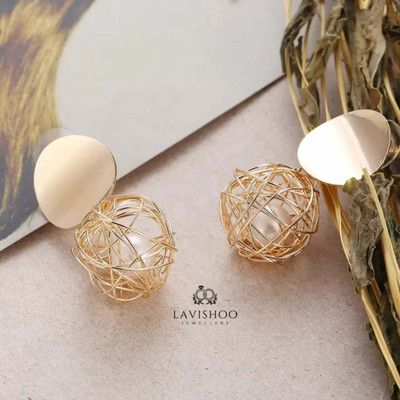 TOUCHPADY Chunky stud earrings for women and girls. Pearl Alloy Clip-on Earring, Stud Earring, Jhumki Earring, Clip-on Earring, Drops & Danglers