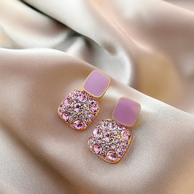 ANOUK Purple Earrings for women korean earring full diamond Ear Ring stylish Western Cubic Zirconia, Crystal, Diamond Alloy, Metal, Stainless Steel, Stone Drops & Danglers, Earring Set