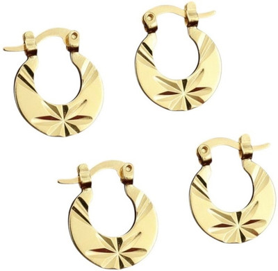 vs unique collections (2 Pair) Metal Golden Punk Pierced Round Nattiyan Earring Stud Chand Bali/Hoop Stainless Steel Chandbali Earring