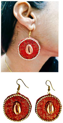 Aakrit creations fabric Earrings with Cowrie Fabric Earring Set