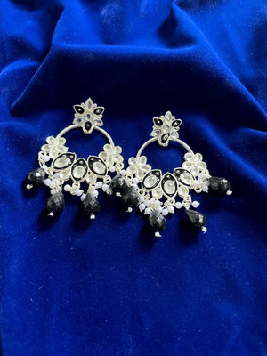 Hengar Traders Meenakari_Star_Black-3 Cubic Zirconia Brass Earring Set