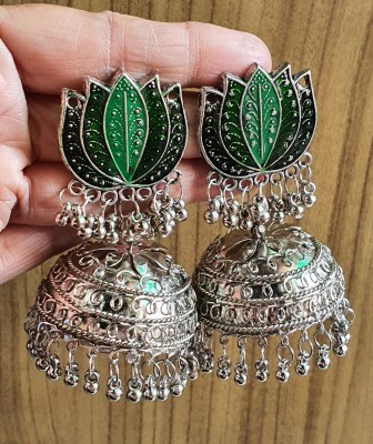 PEARL ADHYA Oxidised jhumka Earings Meenakari Jhumka Designer Jhumka Earrings German Silver Jhumki Earring
