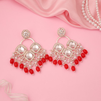 Meira Jewellery Pack of 1 Gold Earring for Women & Girls heavy earrings for wedding Pearl, Diamond Brass Drops & Danglers
