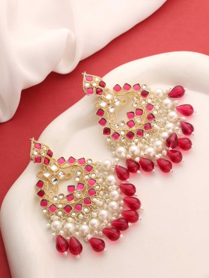 SAIYONI Graceful Pearls Kundan & Pearl Studded Earring Alloy Tassel Earring
