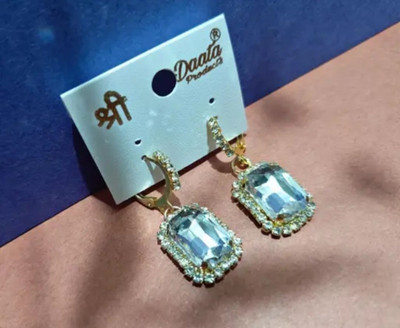 Tiijori Korean Ad stone western For Women Girls Crystal, Cubic Zirconia, White Zircon, Zircon Alloy, Gold Stud Earring