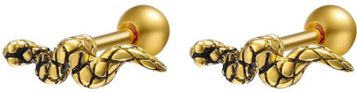 GadgetsDen Snake Cut through Labret Lobe Tragus Helix Gold Color 16G Stainless Steel Stud Earring