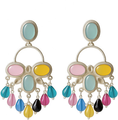 Sumatiratan Rainbow Charm Silver Hoop Dangle Earrings” Beads Alloy Earring Set, Jhumki Earring